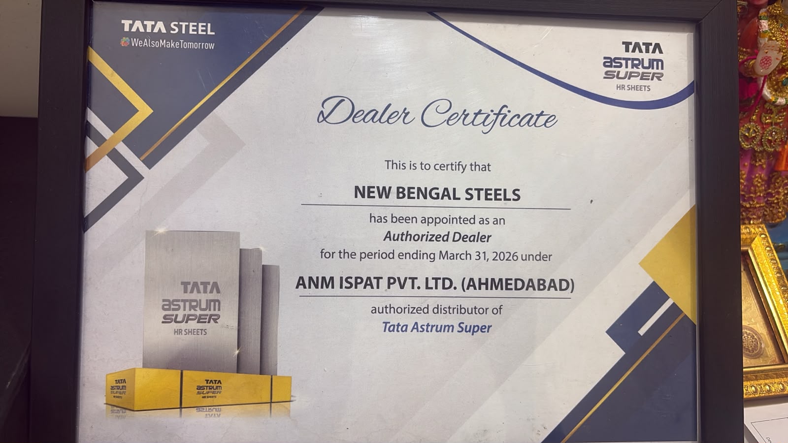 Tata Steel Authorized Certificate New Bengal Steels